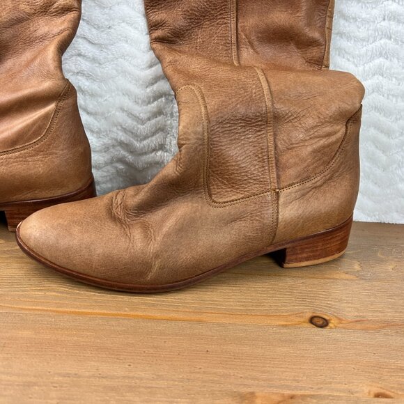 Vtg Womens Knee High Leather Riding Style Boots 1.5 Heel Sz 6.5 US- 37 EU Y2K - Picture 2 of 15